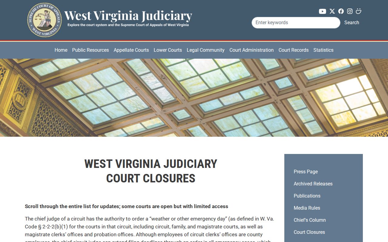 Marion County court calendar closure notice source